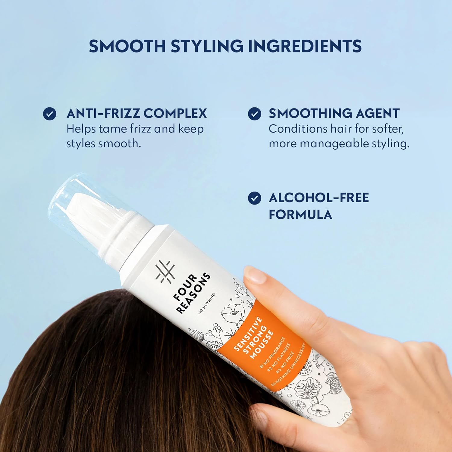 No Nothing Strong Mousse - Fine Hair Volumizing Mousse, Fragrance-Free Mousse for Curly Hair, Styling Foam for Sensitive Scalp, Strong Hold & Lightweight Volume - Hypoallergenic & Alcohol Free, 6.8 oz