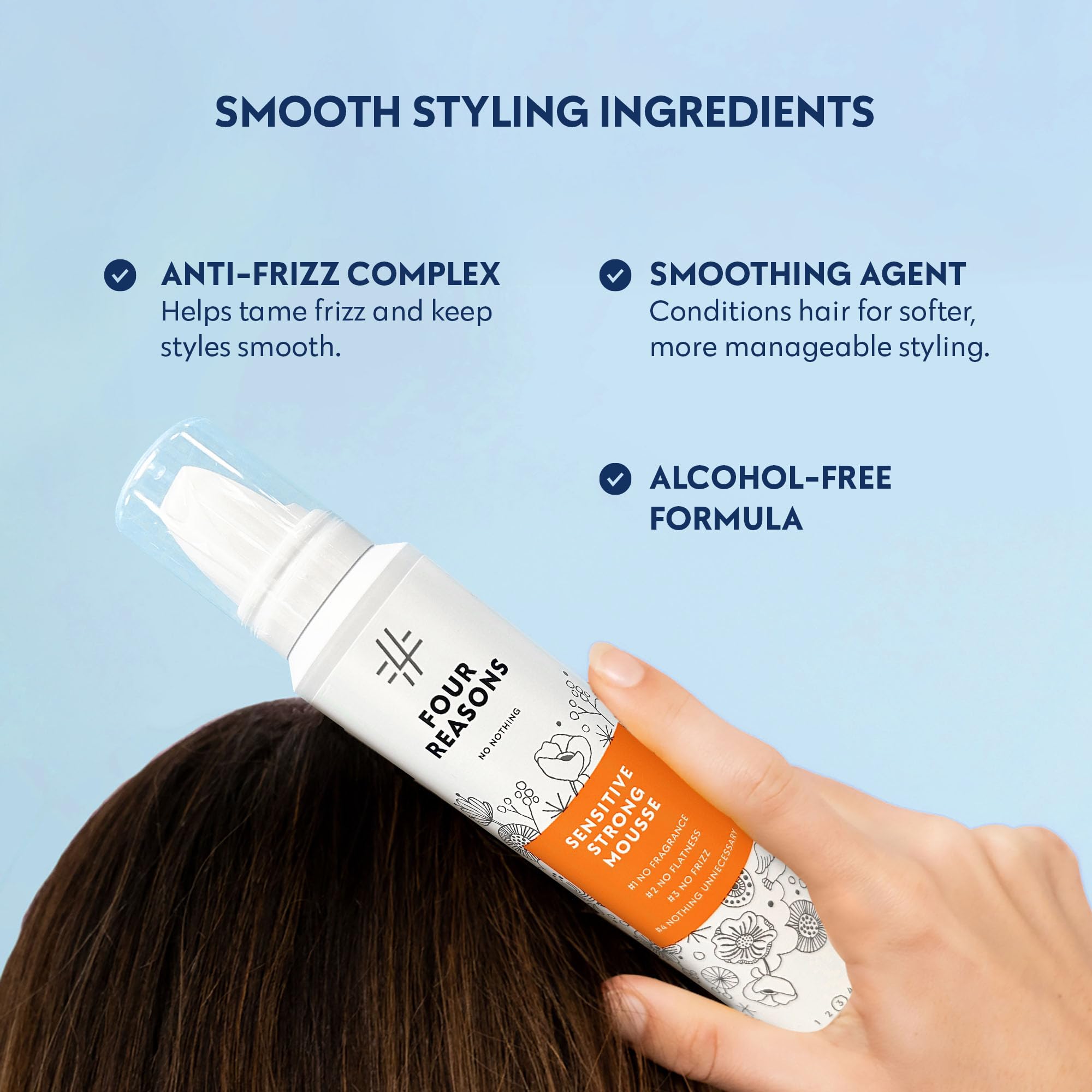No nothing Bardzo wrażliwy mocny mus – nie zawiera perfum, hipoalergiczny, bezalkoholowy, bezzapachowy mus do stylizacji objętości – bezglutenowy, sojowy, parabenowy – 6,8 oz (Strong Mousse)