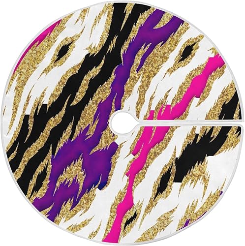 Animal Print Leopard Texture Trees Skirts, Tree Skirt Soft, 35.4 in Tree Skirt Decorations, Fall Xmas Tree Decor