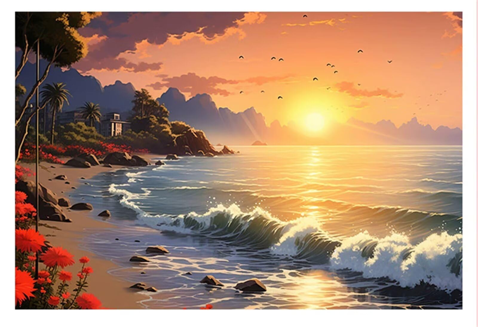 Puzzle krajobraz morski o zachodzie słońca 1000 sztuk,Puzzle DIY dla dorosłych,Klasyczna łamigłówka dla dorosłych Kreatywna rozrywka, wymagające gry