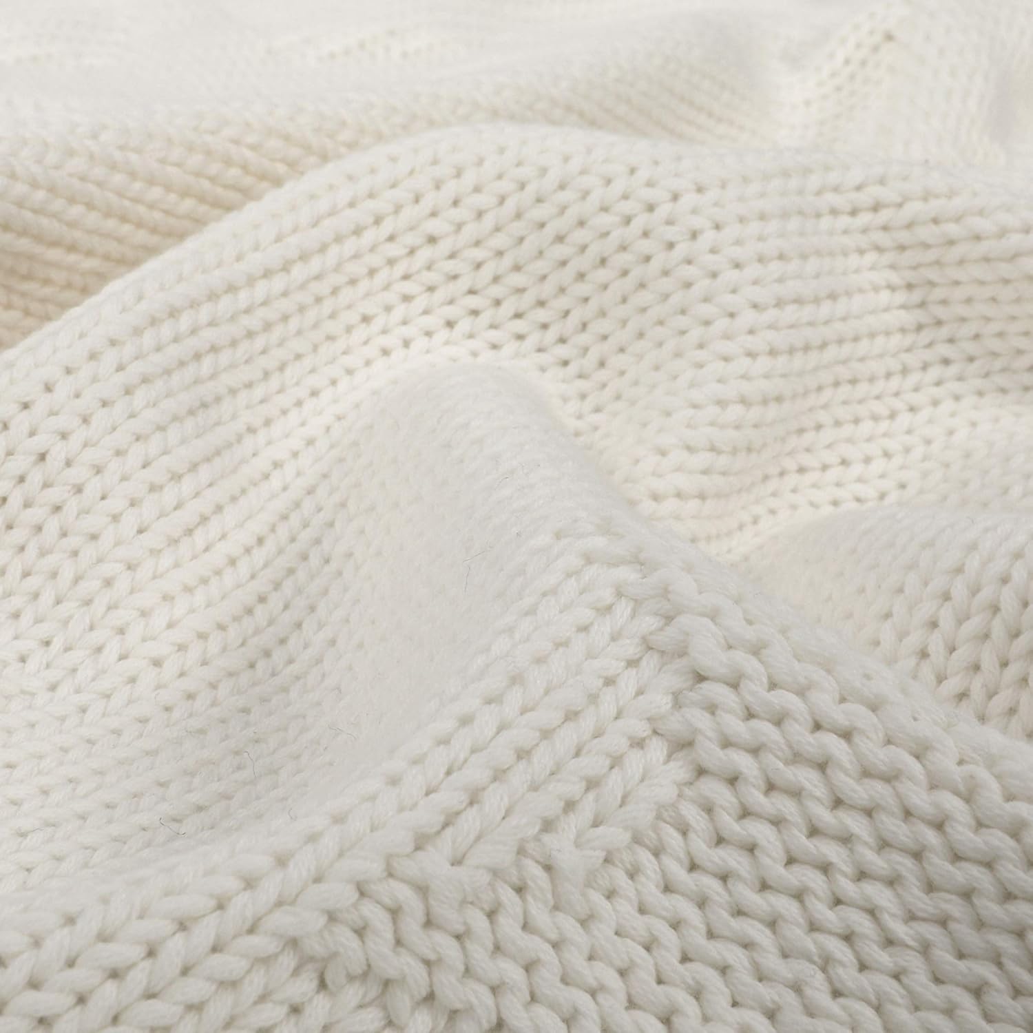 TILLYOU Luxury Cotton Cable Knit Thick Baby Blanket for Infant Newborn Boy Girl, Fluffy Receiving Blanket for Nursery Crib, Stroller, Bassinet, Ivory White, 30x40 : Baby