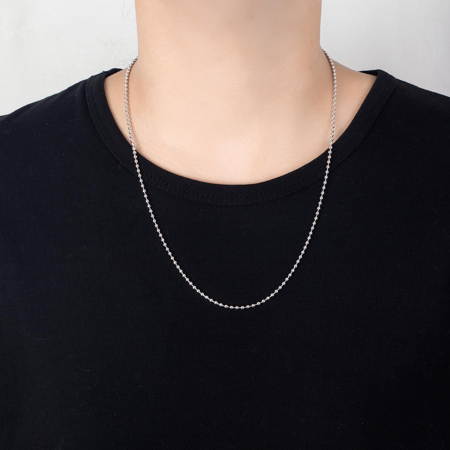 Dankadi Fashion 100% 925 Sterling Silver Necklace Men & Women 2.3MM 18 "20" 22 "24" 26 "28" Solid Silver Bead Chain Pendant Link Jewelry Gift