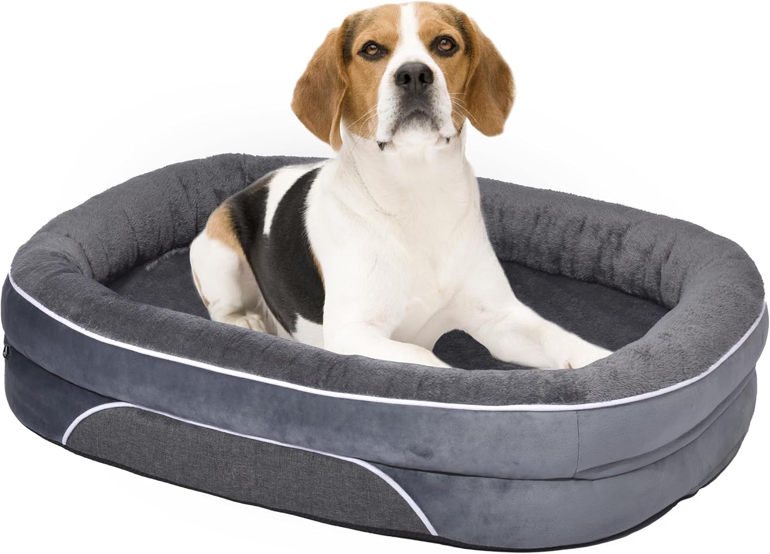 Orthopedic Foam XLarge Dog Bed - Machine Washable Cover for Extra Large Dog Bed - Pet Bed with Removable Waterproof Cover - Big Dog Beds with Bolster