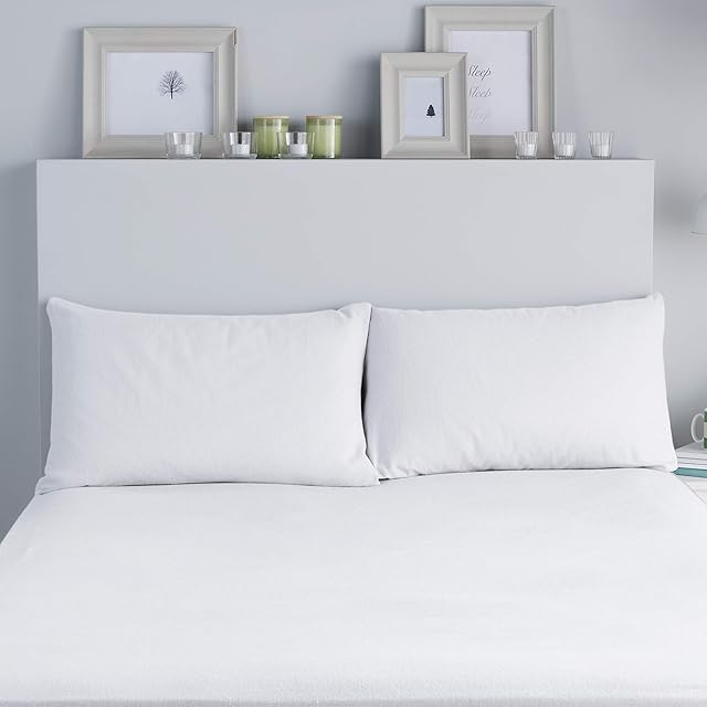 Fusion Brushed Bedding-Pair of Pillowcases, 100% Cotton, White, 50 x 75cm Housewife