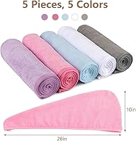 Vista 7 de AIDEA Toalla de microfibra para el cabello, paquete de 5 turbantes, súper absorbentes, de secado rápido para todo tipo de cabello, accesorios