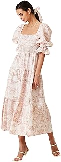 NOTHING FITS BUT Women's Cotton Linen Kiko Pregnancy Maternity Dress, Casual Floral Maxi Maternity