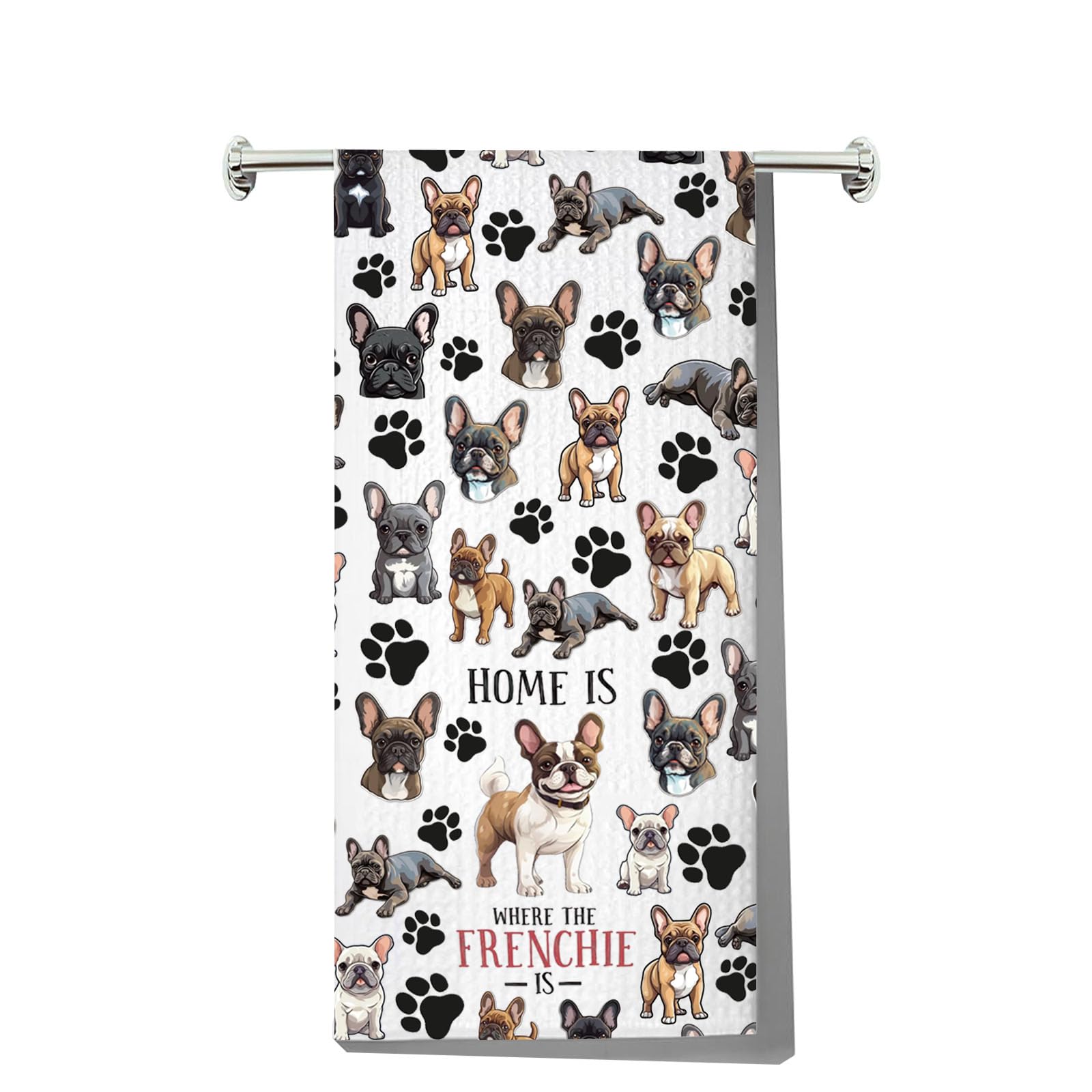 Torchon de cuisine pour bouledogue français serviette main et cadeau maman