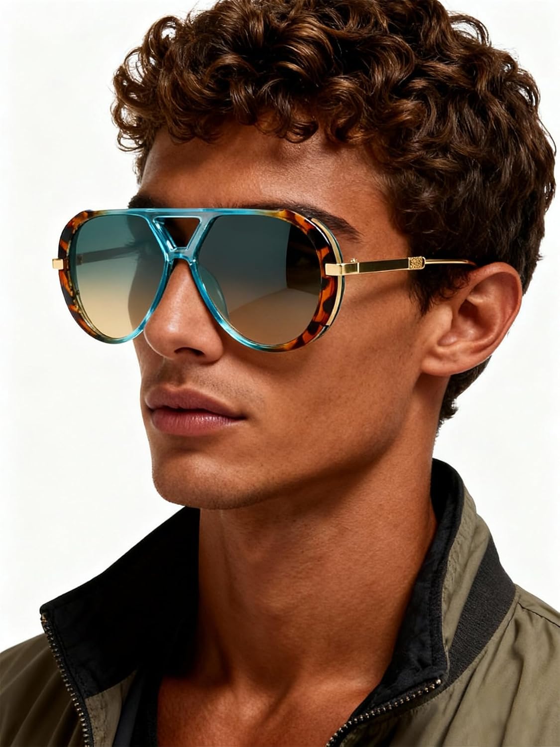 Retro Gold Aviator Sunglasses for Women Men, 2025 Metal Oversized 70s Aviators Black Sun Glasses - Image 6