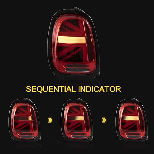 Miniatura 4 de VLAND Conjunto de luces traseras para BMW Mini Cooper F55 F56 F57 2014-2022, lámpara trasera Union Jack con DRL, luz trasera con señal de giro