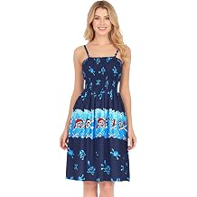 LA LEELA Womens Halloween Pirate Evening Party Caribbean Pirate Knee Length Smocked Dress Tube Top Dresses for Women
