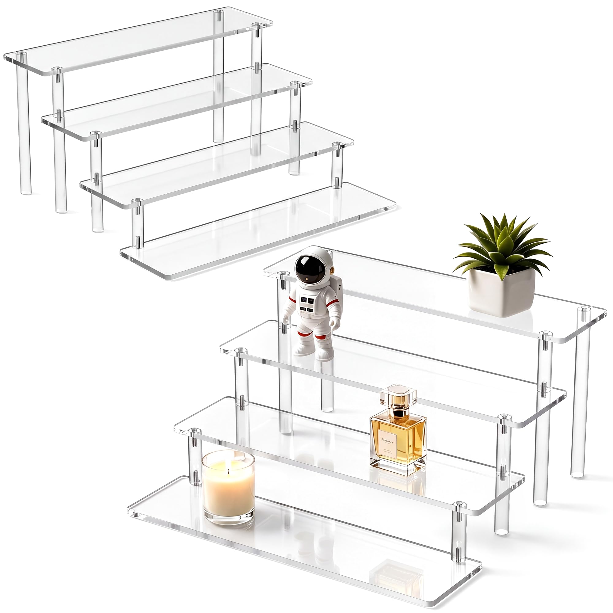 4 Tier Acrylic Display Riser for Perfume,Figures &amp; Cupcake