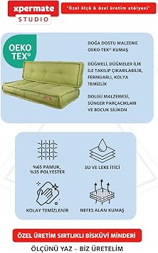 Xpermate Özel Ölçü Palet Minderi Bahçe İç Ve Dış Mekan Minder Koltuk Minder (Yeşil)