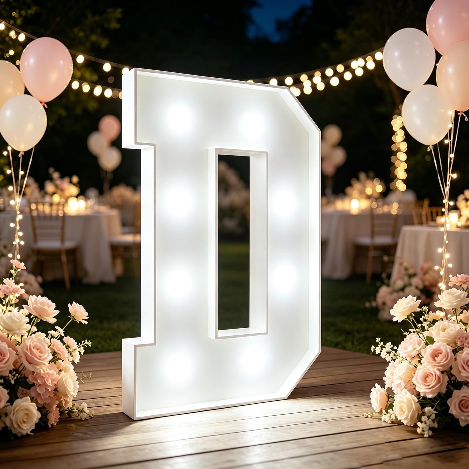 Lettere Numeri Insegna Giganti DIY Decorazione Anniversario | Pannello Schiuma KT, Luci Calde, Base Solida, Montaggio Facile, Trasportabile, Matrimonio Ballo di Fine Anno(Letter‑d,120cm)