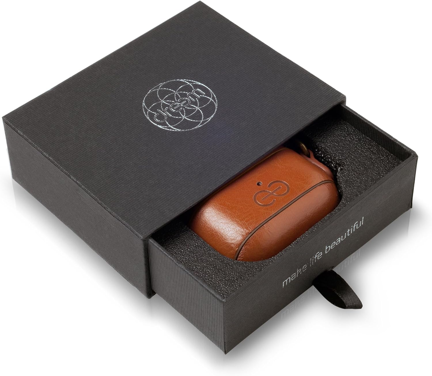 Dreem Om Case Cover with Keychain Clip Compatible with AirPods 3 for Apple AirPods 3rd Generation, Vegan Leather AirPod Case for Men & Women, Luxury Earbuds Accessory for iPhone - Caramel