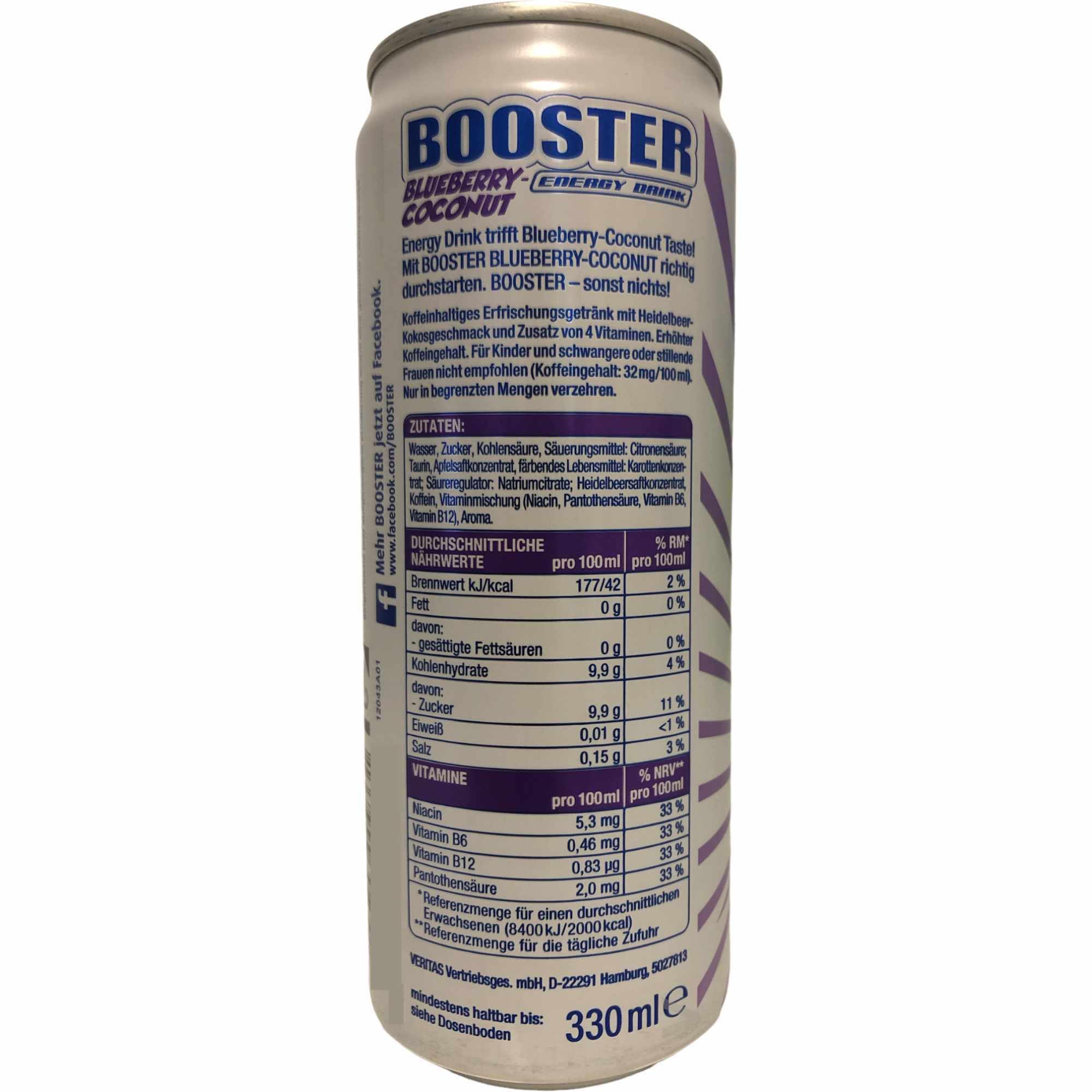 Booster Energy Drink Blueberry-Coconut DPG 2er Pack (48x330ml Dose) + usy Block