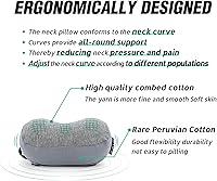 Vista 4 de Almohada de cuello de viaje pequeña Almohada de siesta de espuma viscoelástica 100% pura, almohada de viaje súper suave con soporte para el cuello