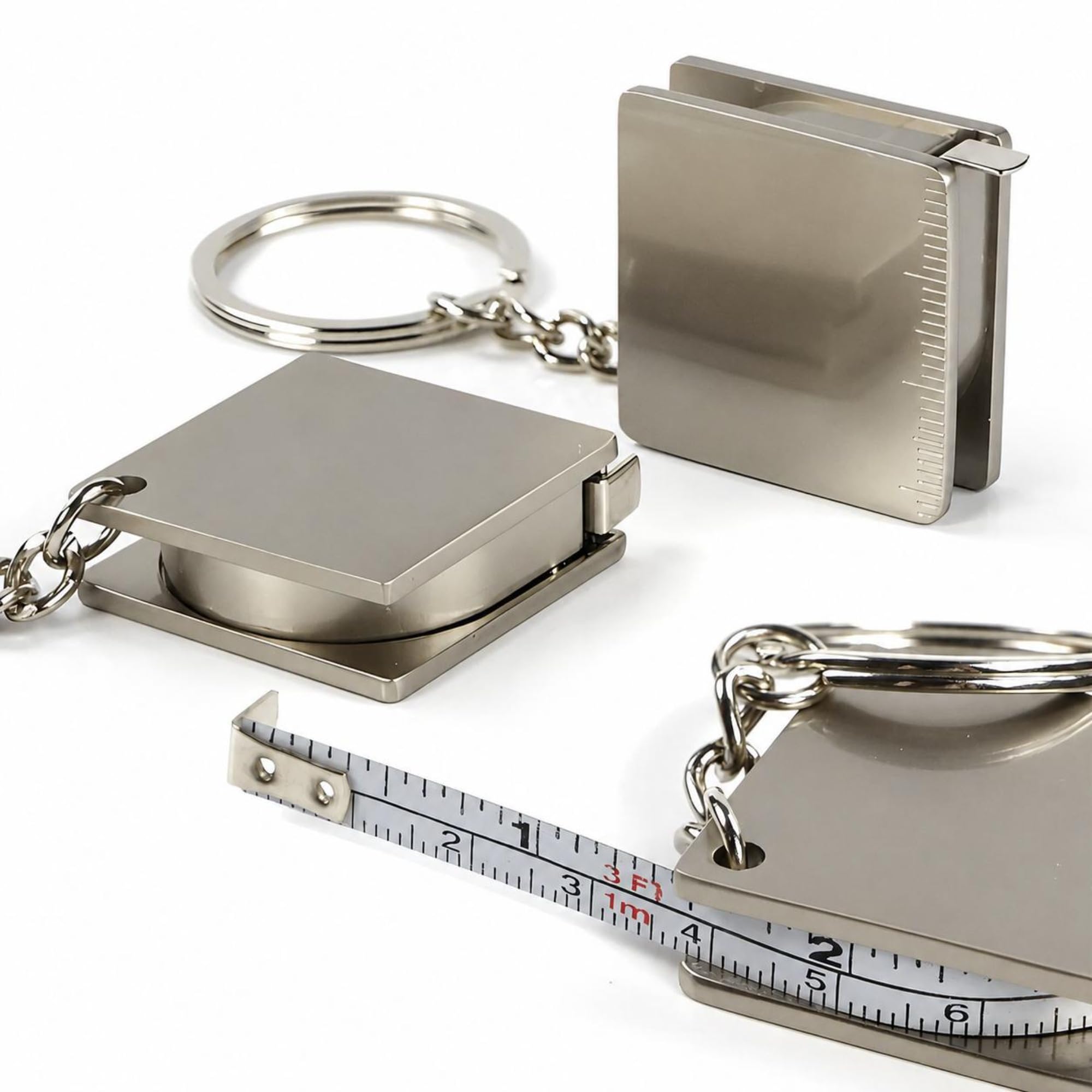 Stainless Steel Keychain Tape Measure, Retractable Pocket Ruler for Sewing, Clothing Sizing, Crafts and Home Projects