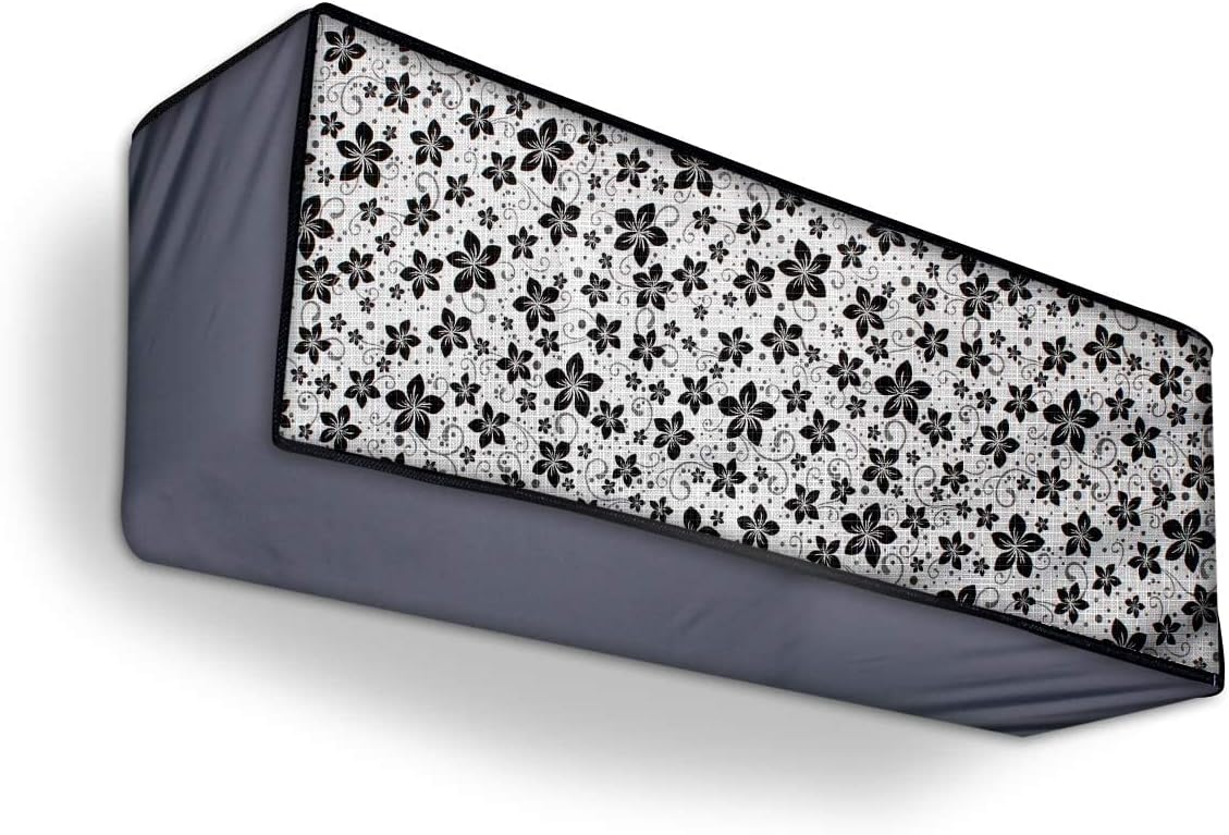 Split Ac Cover Indoor Unit for 1 Ton Capacity AC, All Weather Cover/Attractive Digital Prints/Dustproof/Water Resistant Split Ac Cover (Grey Black Flower.)