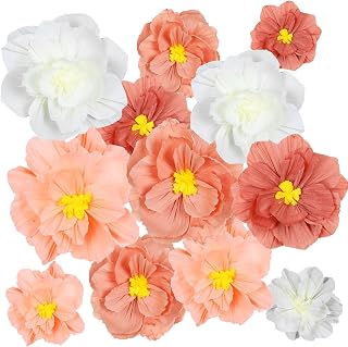 24 Pcs Colorful Tissue Paper Flowers 3 Sizes, 8" 10" 12" Crepe Paper Flowers Decorations for Wall Decor Wedding Birthday Carnival Party Room Background (Assorted Color)