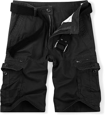 OCHENTA Cargo Shorts for Men with Zipper Pockets, Summer Mens Shorts Casual Military Outdoor Work No Belt