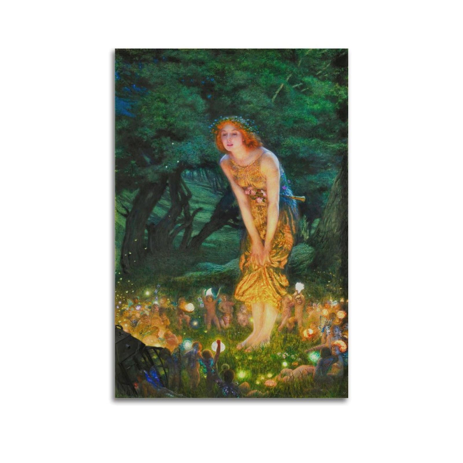 Adovz Midsummer Eve Poster By Edward Robert Hughes Canvas Wall Art Decorative Bedroom Modern Home Print Picture Artworkss 24X36inch(60X90cm)