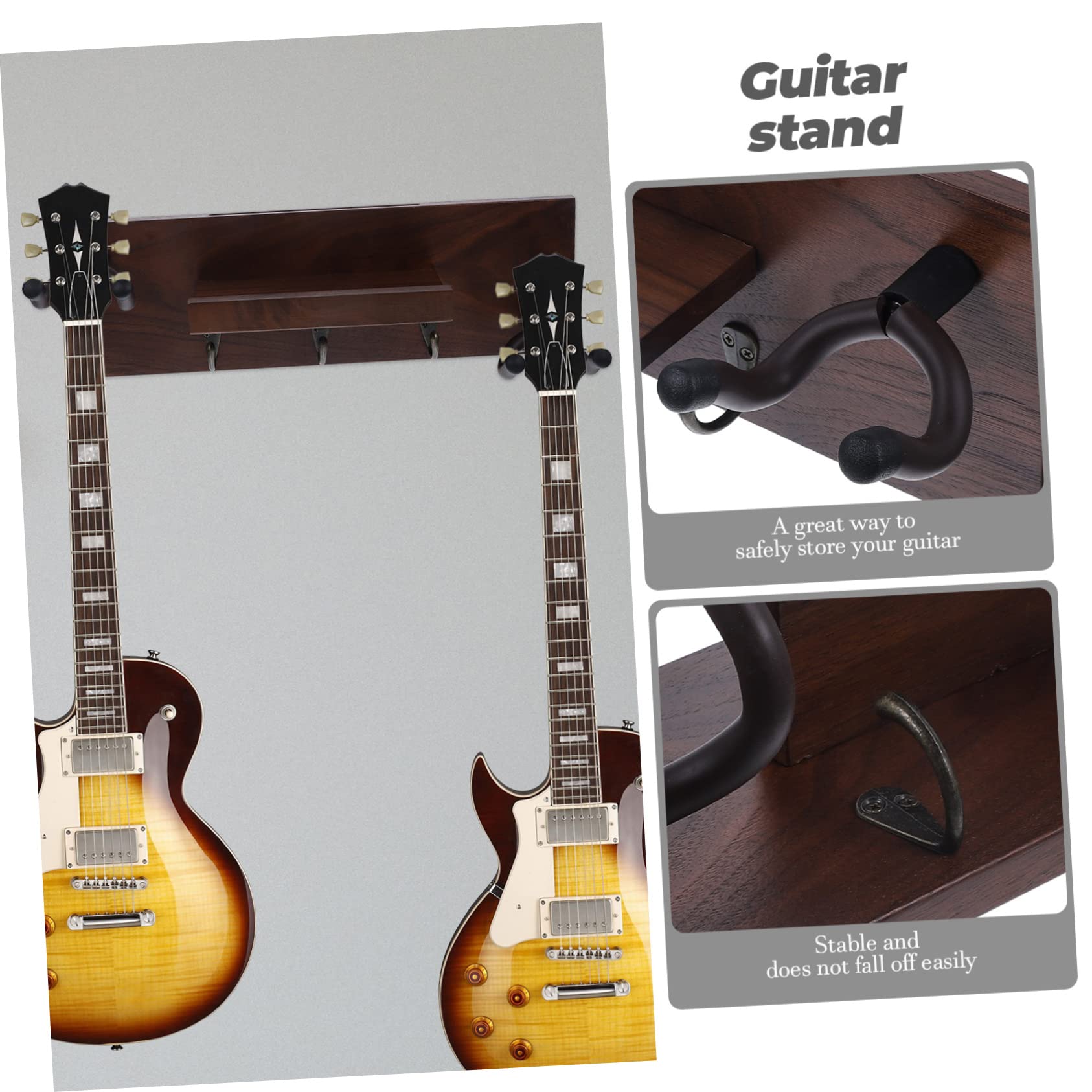 UPKOCH Supporto Chitarra da Parete in Legno e Metallo, Gancio Stabile per Chitarra Elettrica e Skateboard, Protegge la Finitura senza Lasciare Segni