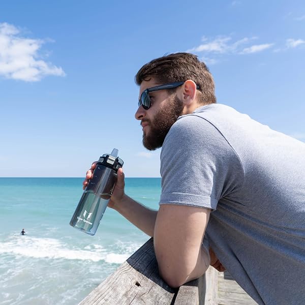 Super Sparrow Gourde avec Paille - TouchSip Bouteille d'eau - 500ml/750ml/1L - Tritan Sans BPA - Idéale pour le Sport, l’École et les Activités en Plein Air - 5