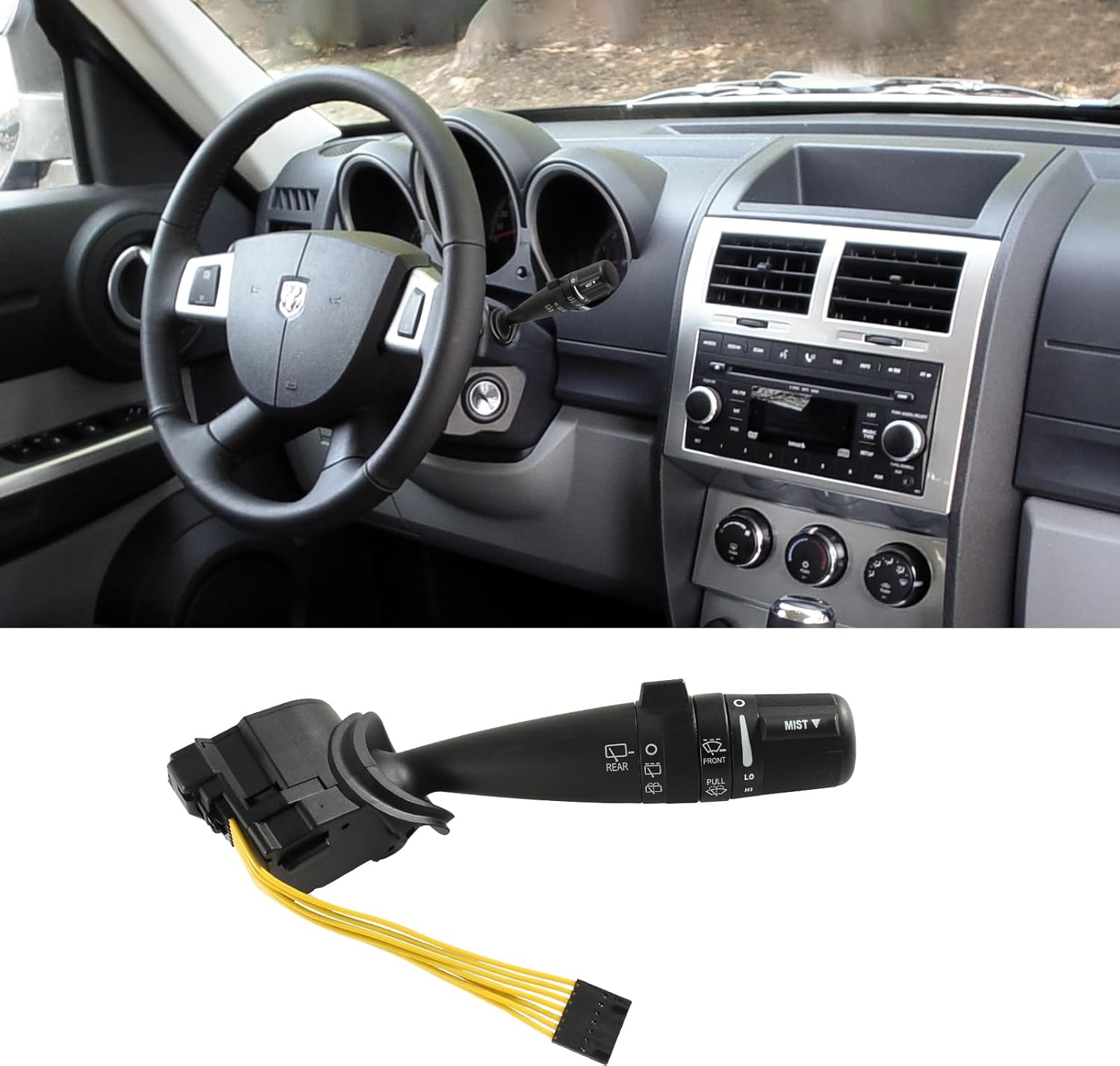 WP409 Windshield Wiper Switch for Jeep Wrangler Patriot Compass 07-17,for Jeep Liberty Commander Grand Cherokee Nitro Caliber Journey 08-10,for Chrysler PT Cruiser 06-10,Replaces 68003215AD 68003215AA