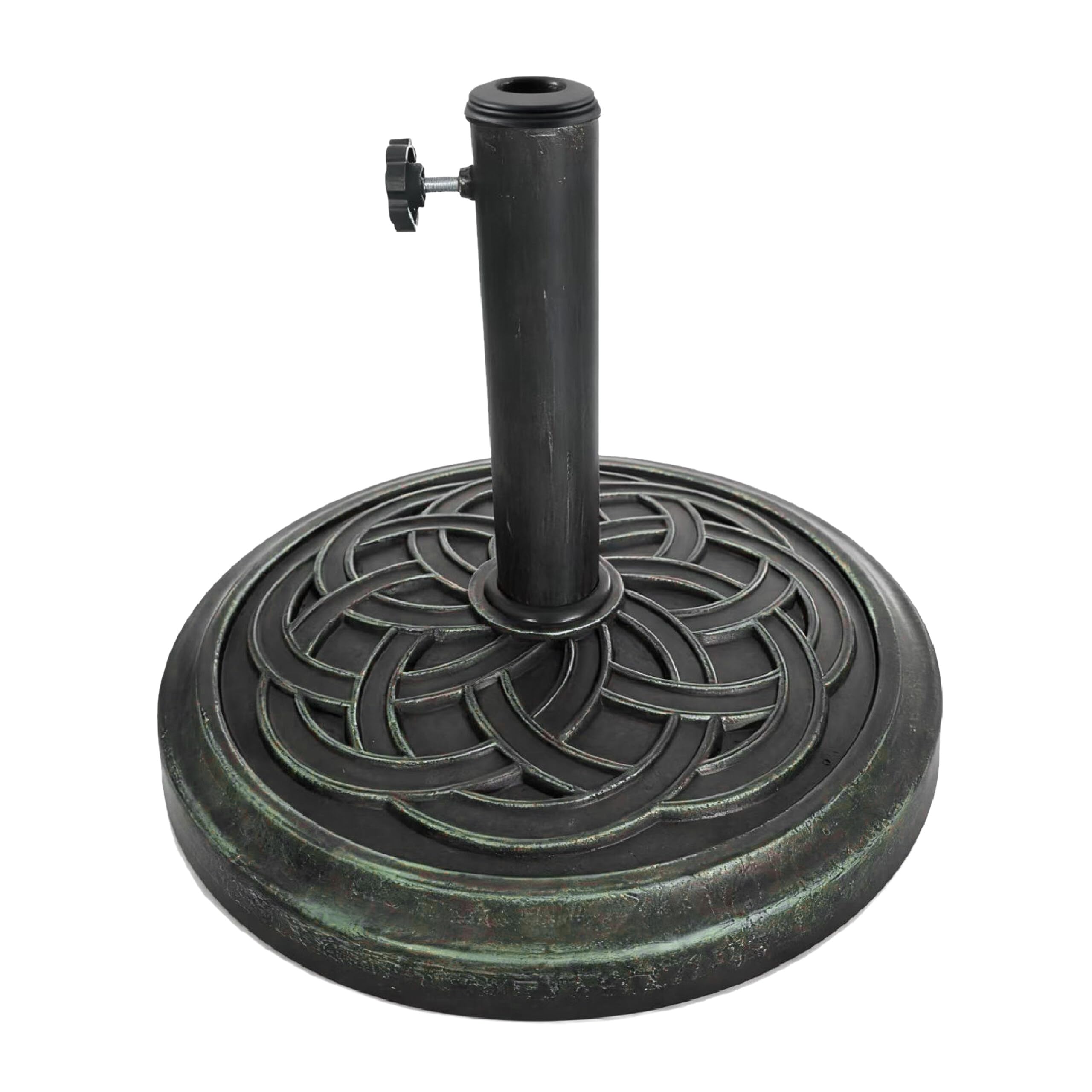 Relaxdays Support de Parasol, pour mâts 34–48 mm, Ø 45 cm, Vintage, Noir/Vert
