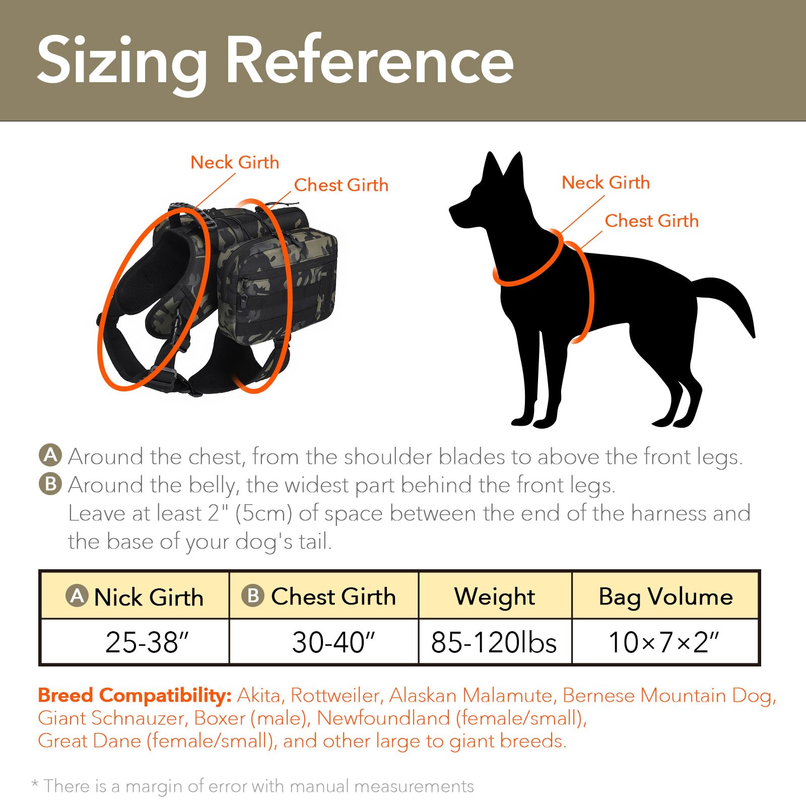 Mochila de senderismo para perros, ajuste perfecto para perros grandes de 65 a 110 libras, 5 hebillas ajustables, Negro -, L, Moderno, minimalista