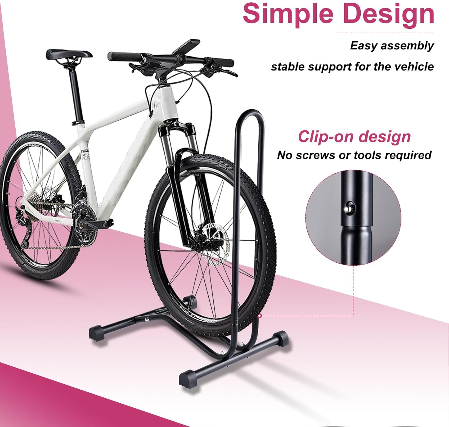 Bike Floor Stand, Single Parking Rack Stand Fits 16"-29" Bikes Supports Tires up to 2.7" Wide, Bike Stands for Mountain Road Bicycles Indoor Garage Storage