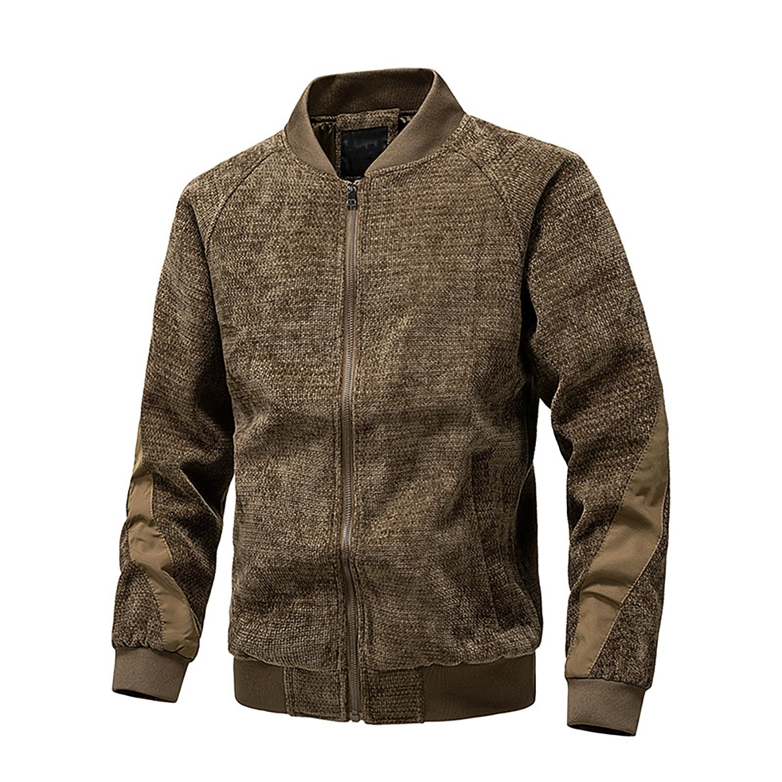 Chaqueta ligera de algodón y lino para hombre, abrigo con cremallera completa, abrigo de cuello alto para hombre, abrigo casual de ocio, chaquetas clásicas vintage, color sólido, ropa deportiva