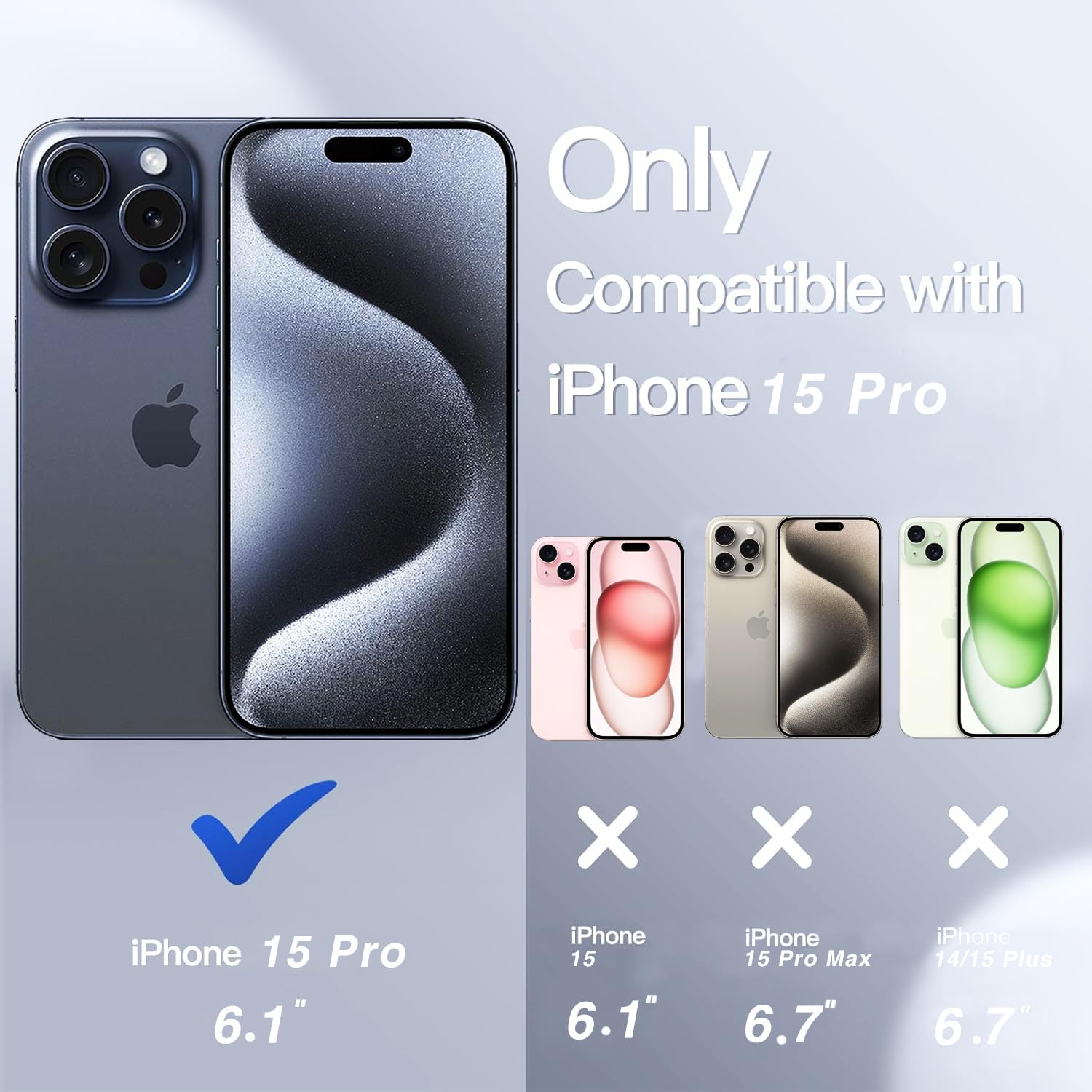 YmhxcY for iphone 15 Pro Case Shockproof Dropproof Dust-Proof Drop Proof 3-in-1 Durable Phone Case Heavy Duty Protection Phone Case Cover for Apple iPhone 15 Pro 6.1