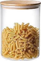 Vista 1 de Soporte para recipiente de almacenamiento de vidrio transparente de 101.4 fl oz/100 onzas líquidas con tapa hermética de bambú, tarro extra grande