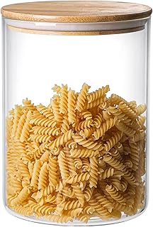 MOLADRI 3000 ML/100 FL OZ Clear Glass Storage Canister Holder with Airtight Bamboo Lid, Extra Large Container Jar for Flour Sugar Coffee Loose Tea Rice Cookie Cereal Pasta Spaghetti Protein Powder