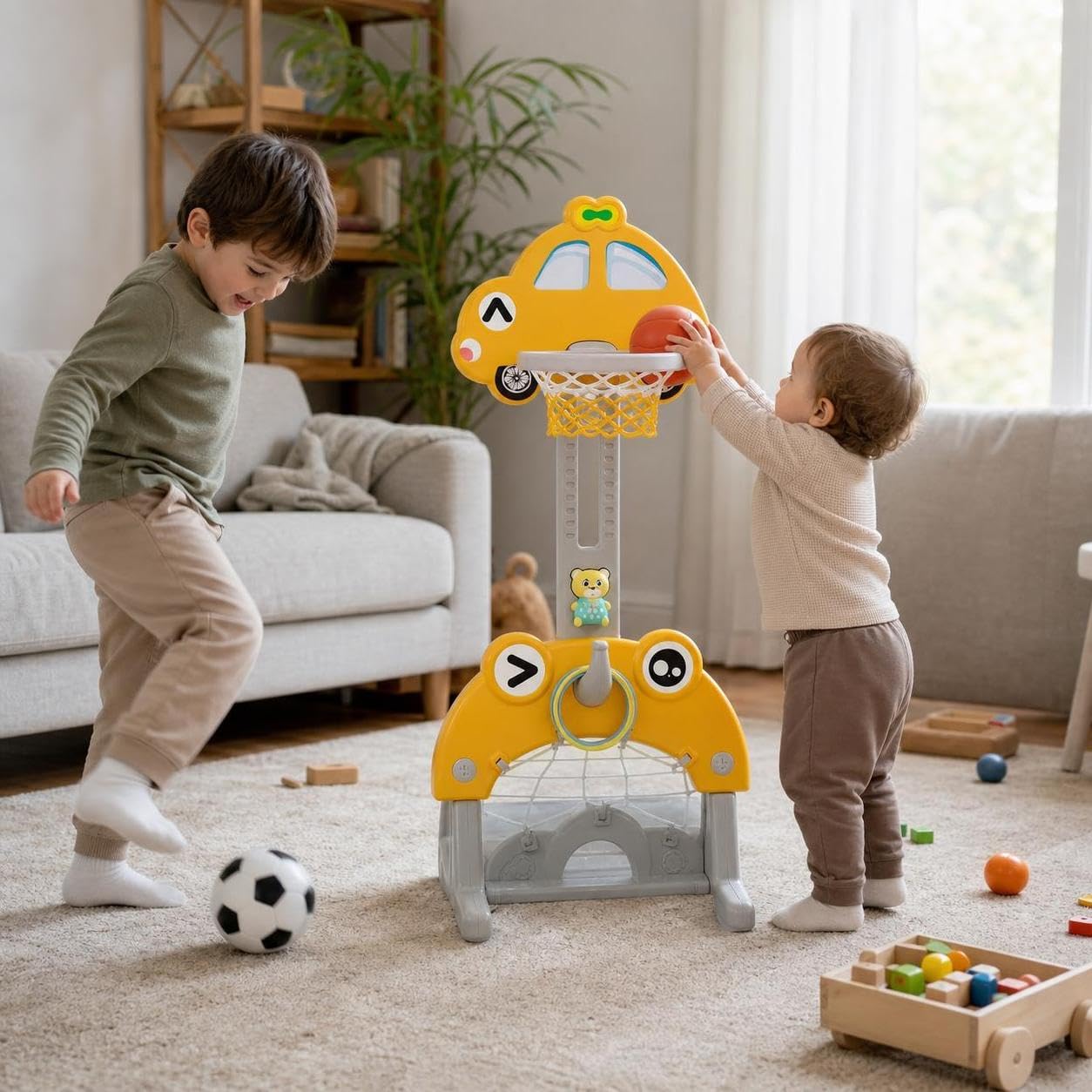 Basket Gonfiabile per Bambini, Bianco | Materiale HDPE sicuro, Gioco basket interno, Allenamento sportivo, Per scuole