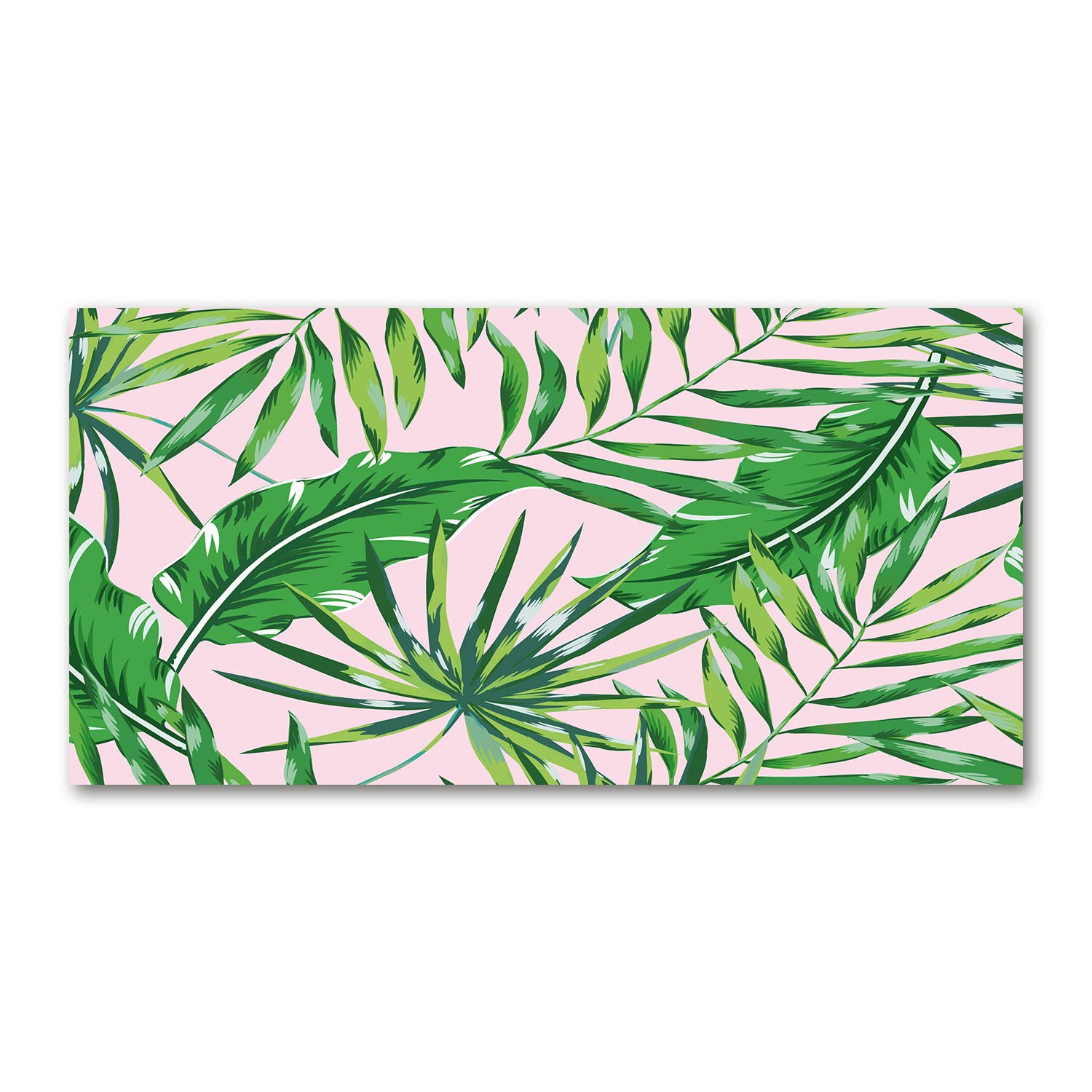 Tableau en verre acrylique 120x60 cm motif feuilles tropicales vertes pour décoration murale