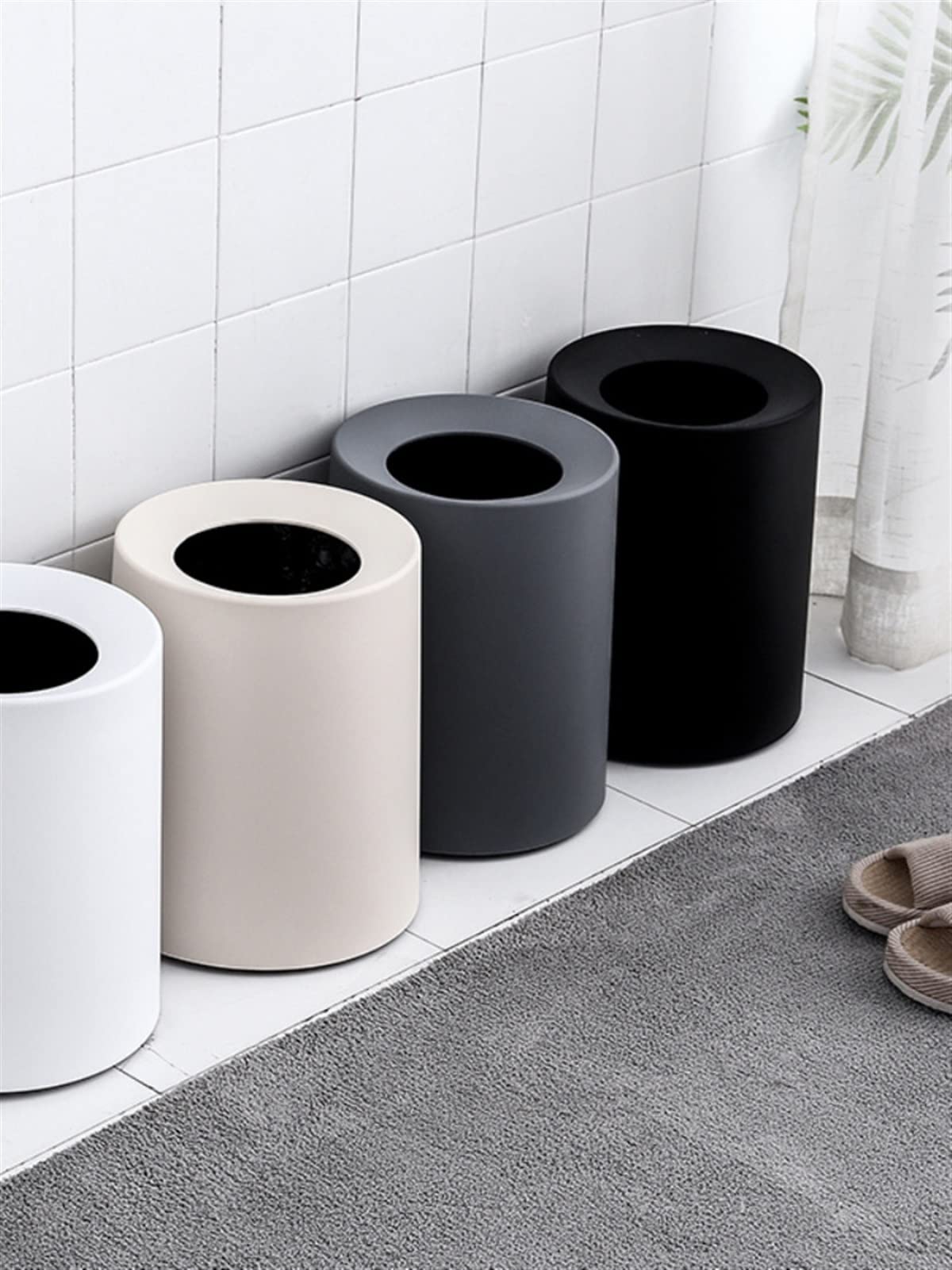 UNNS Biurowy kosz na śmieci 12 l kuchenny kosz na śmieci nowoczesny minimalistyczny kosz na papier o dużej pojemności bez osłony do salonu sypialni gabinetu kosz na śmieci (kolor: czarny)
