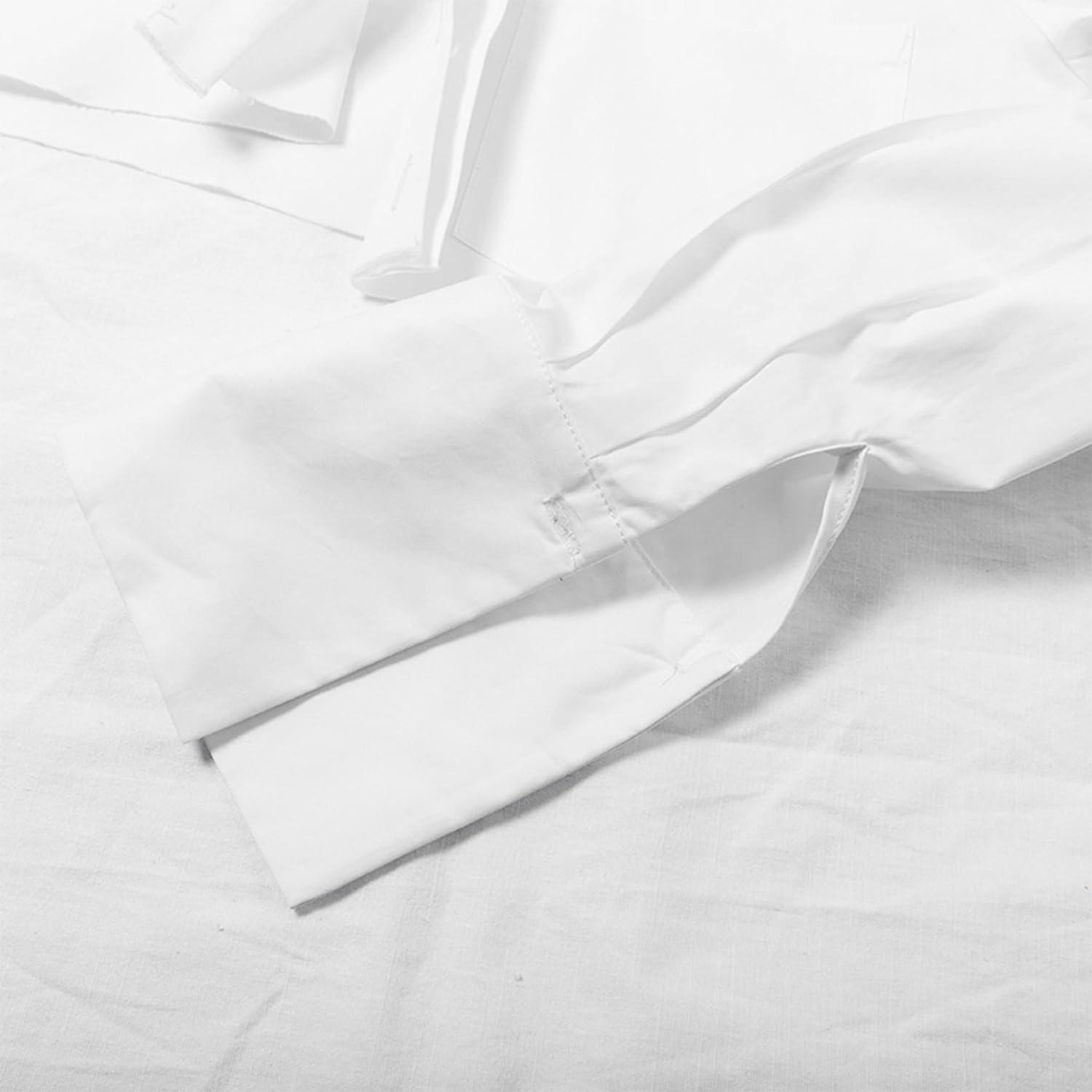 MISSACTIVER Women Solid Long Sleeve Button Up Crop Shirt Turn-Down Collar Irregular Loose Fitting Fashion Cropped Blouse Top - Image 6