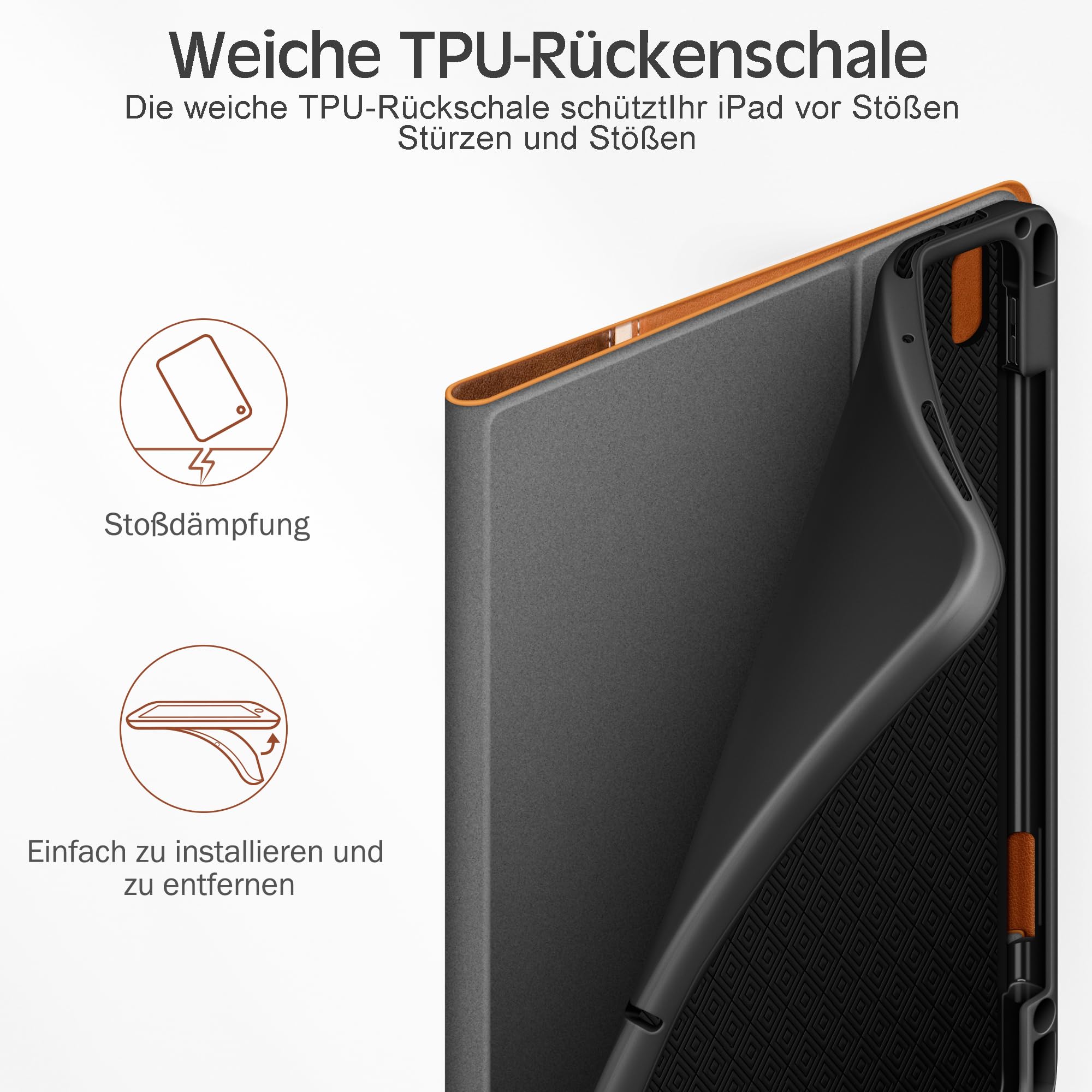 KingBlanc für iPad Air 11 Hülle M4/M3/M2 Air 5/4 Braun | Design im Notizbuchstil, Integrierter Stifthalter, Veganes Leder, Verstellbarer Ständer, Magnetverschluss