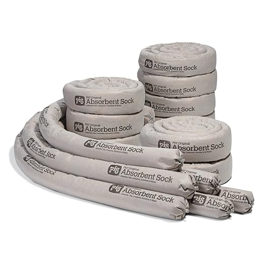 PIG Original Absorbent Sock, 110 oz Absorbency, Formable, Shape-Hugging Sock, 3" Dia x 8' L, Gray (Box of 16), PIG209