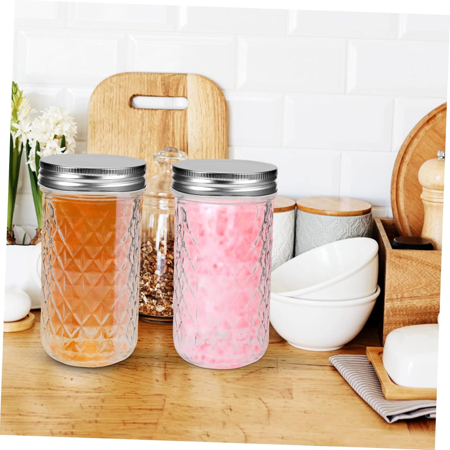 PRETYZOOM 4pcs Glass Jam Bottles with Lids Airtight Sealed Jars for and Preserves Storage Containers for Kitchen Organization