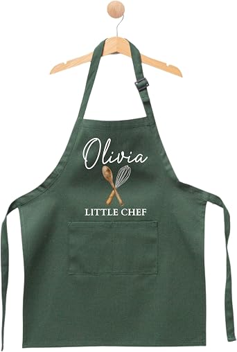 Personalized Kids Apron, Custom Little Chef with Name, Youth Apron with Name, Cooking and Baking Gift for Children, Custom Name Children Cooking Class Bib, Toddler Chef Outfit with Custom Name