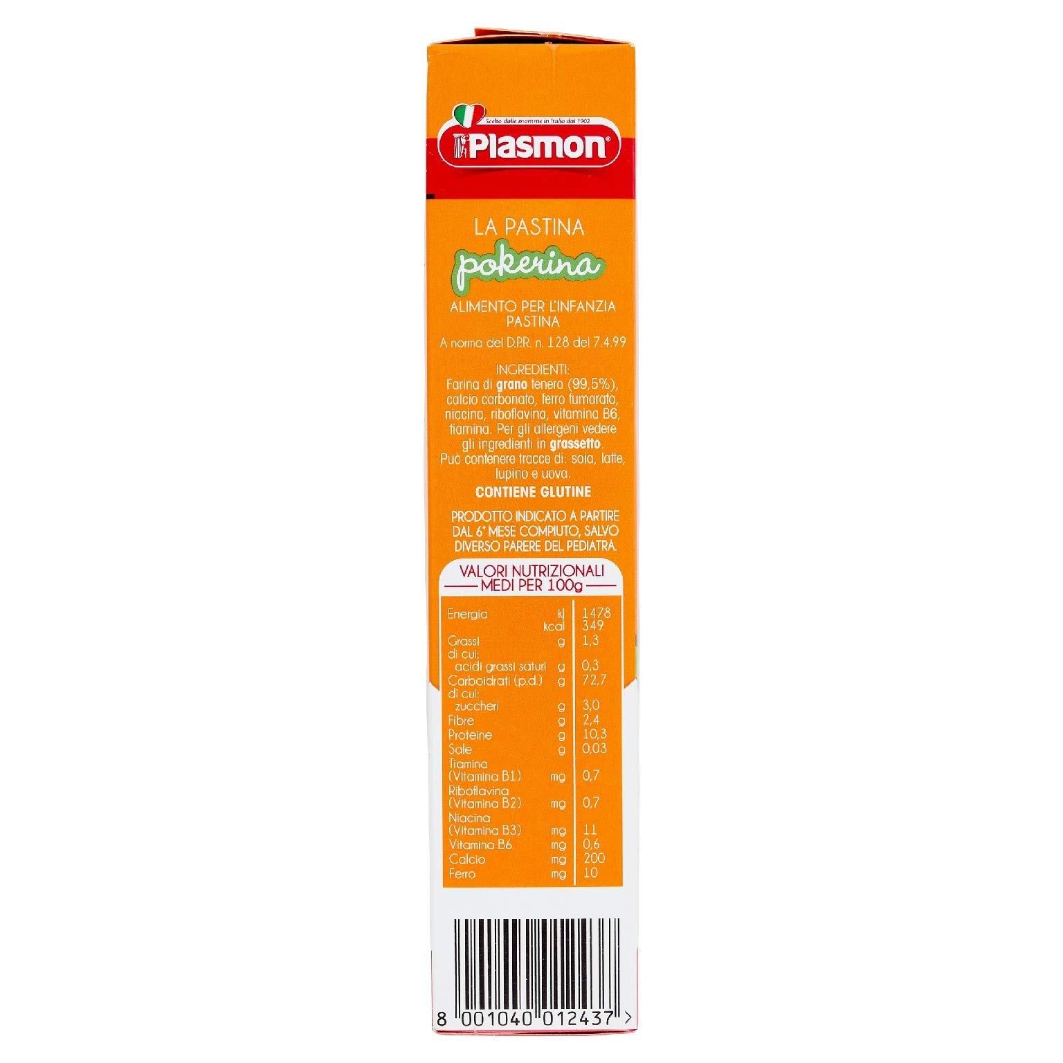 Plasmon La Pastina Pokerina 340g 12 Box Con Farina di grano tenero 100% Italiano, piccola e morbida in bocca