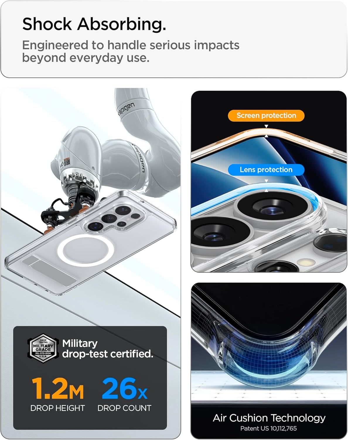 Spigen for Galaxy S26 Ultra Case, Ultra Hybrid S MagFit [Kickstand] [Compatible with MagSafe] [Fast Wireless Charging] - Clear White