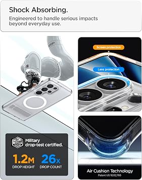 Spigen Ultra Hybrid S MagFit for Samsung Galaxy S26 Ultra Case [3 Stand Modes Stand] Case Mobile Phone Case Shockproof Scratch-Resistant Compatible with MagSafe - Clear White