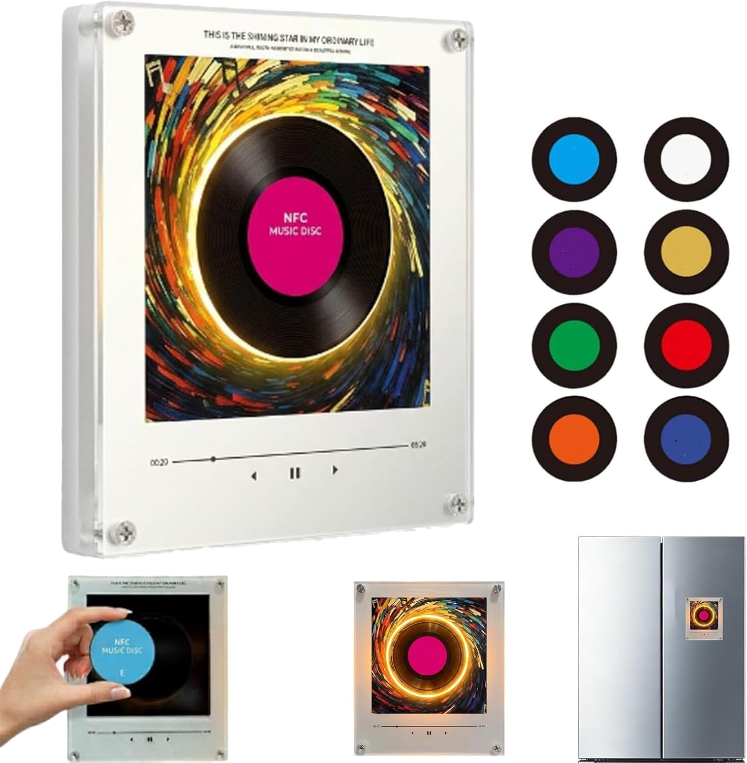 Magnetischer Kühlschrankmagnet, NFC-Induktionslautsprecher, singender Kühlschrankmagnet, 9 Stück, benutzerdefinierte Musik-Kühlschrankmagnete, intelligente programmierbare Sound-Aufkleber, spielt Ihr