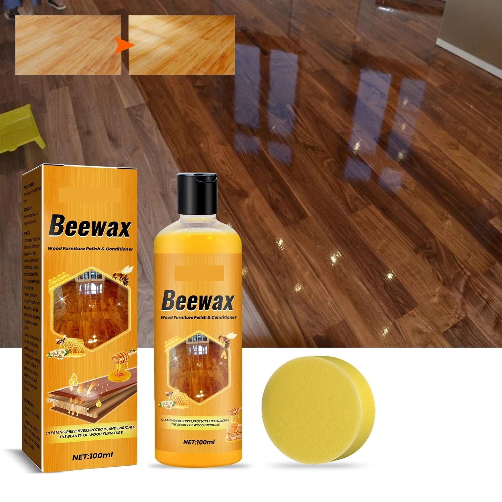 5 unidades de 100 ml de cera de abejas for pulir pisos de madera, multiusos, for muebles de madera, polvo, suciedad, manchas, limpiador abrillantador de madera.