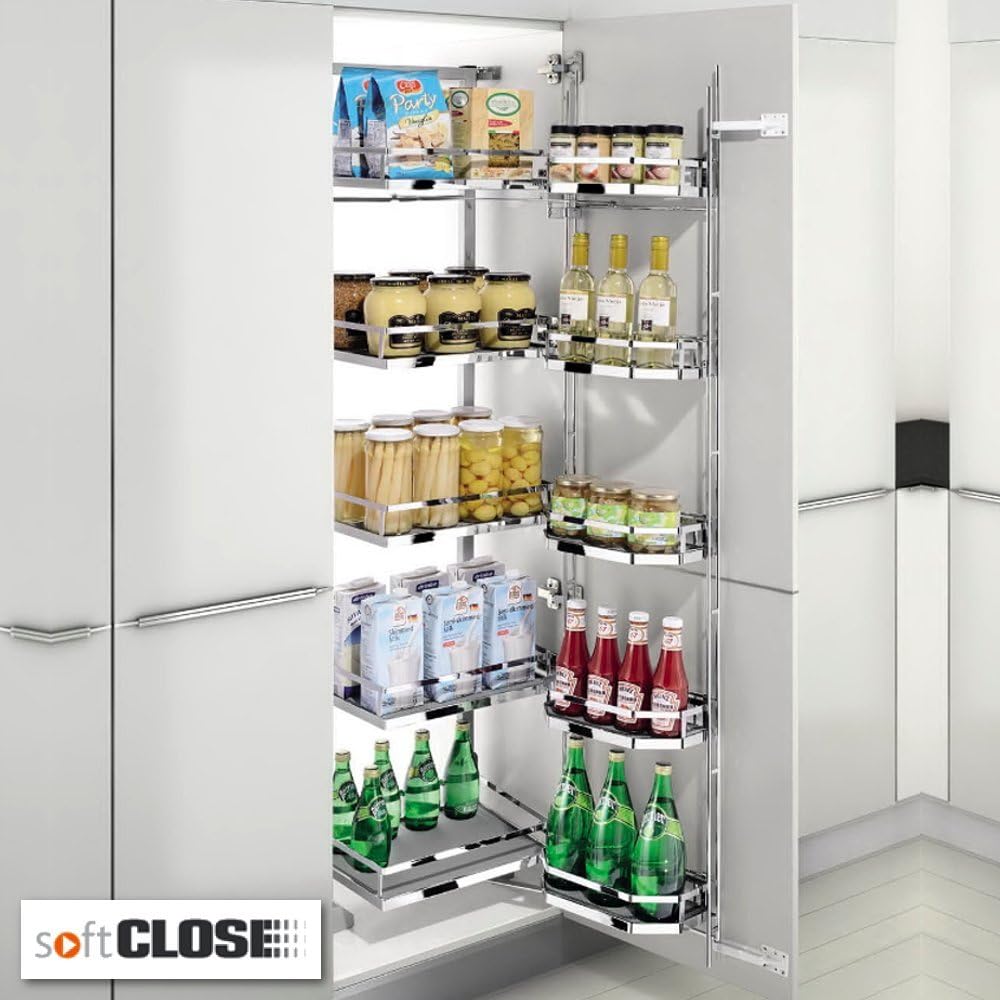 FITTINGSCO Chefs Pantry Soft Close Wirework Storage Unit to Suit A 600mm Larder Unit with Diamond Antislip Agoform Rubber