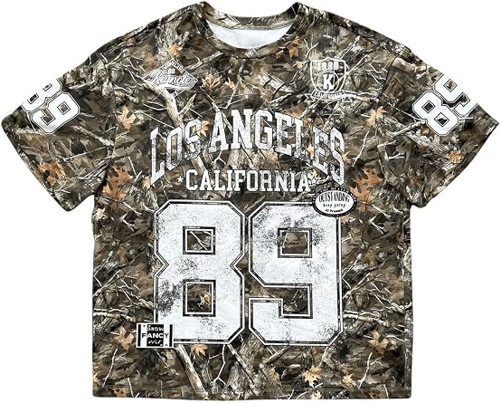 QJQ Boys Camo T Shirt Number Graphic Tees Short Sleeve Crewneck Vintage Y2k Summer Cool Vintage Tops Clothes 2025